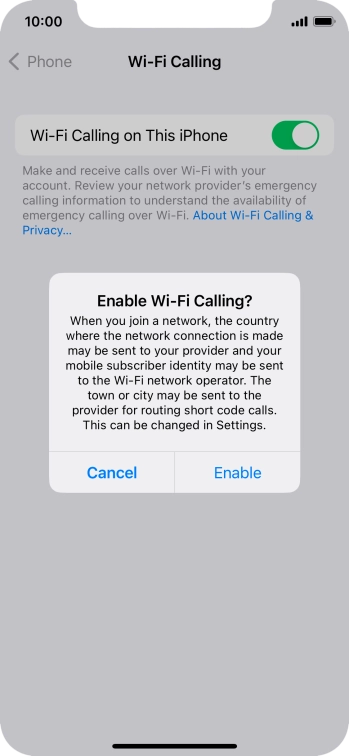 If you turn on the function, press Enable.
