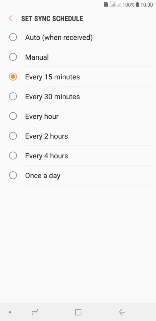 Press the required setting.