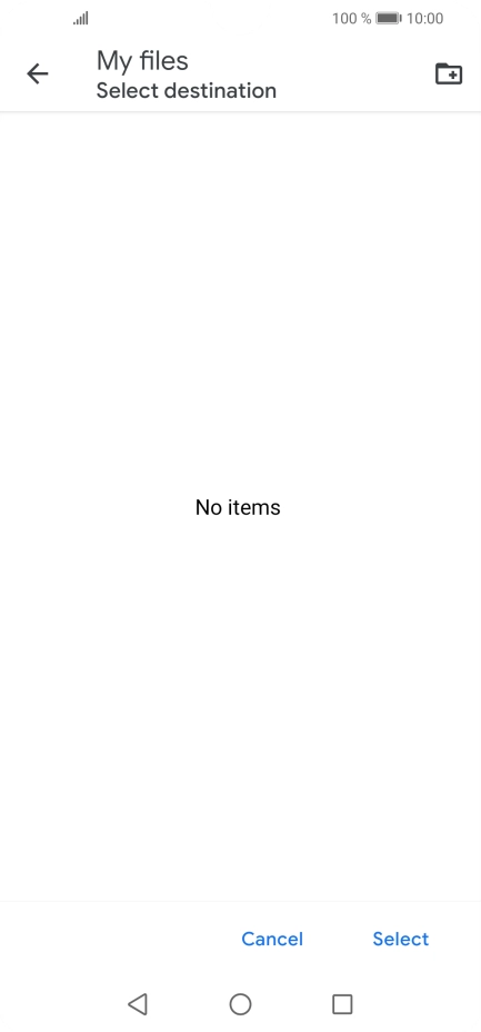 To create a new folder, press the new folder icon and follow the instructions on the screen to create a new folder.
