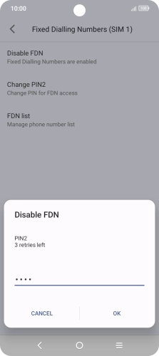 Key in your PIN2 and press OK. The default PIN2 is 0000.