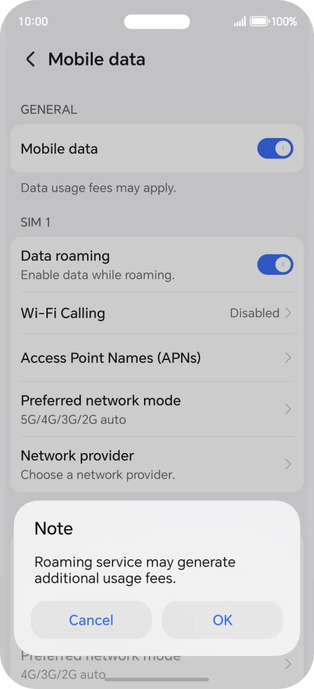 If you turn on the function, press OK.