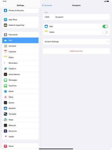 Press Account Settings.