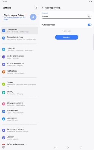 Key in the password for the Wi-Fi network and press Connect.