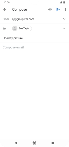 Press the text input field and write the text for your email.