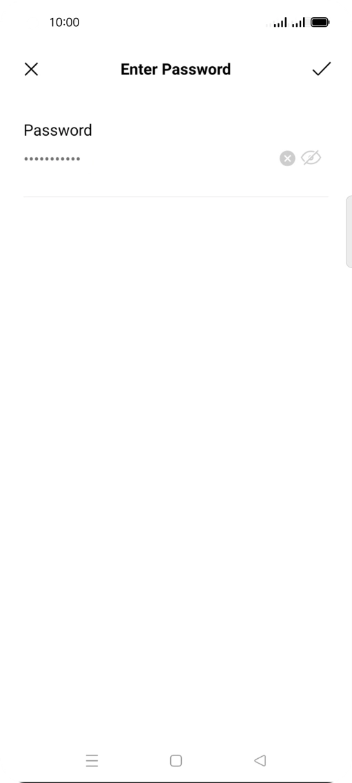 Key in the password for the Wi-Fi network and press the confirm icon.