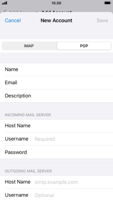 Press Username and key in the username for your email account.