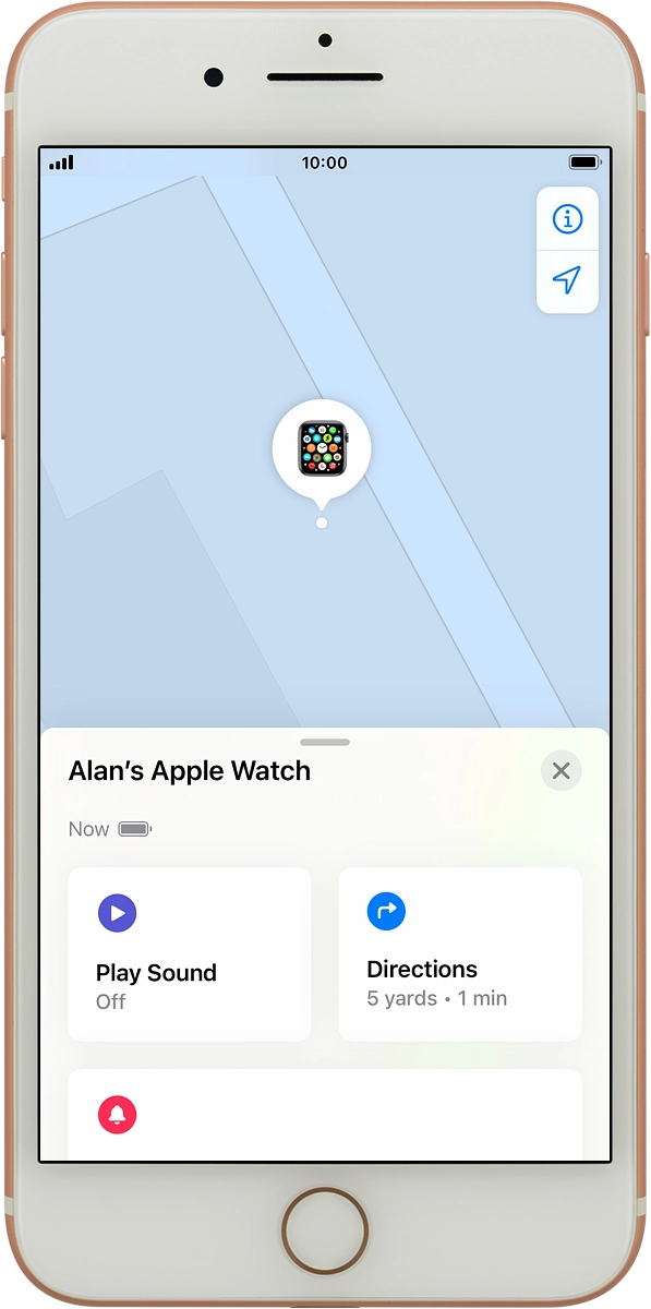The latest position of your Apple Watch is displayed on the map.
