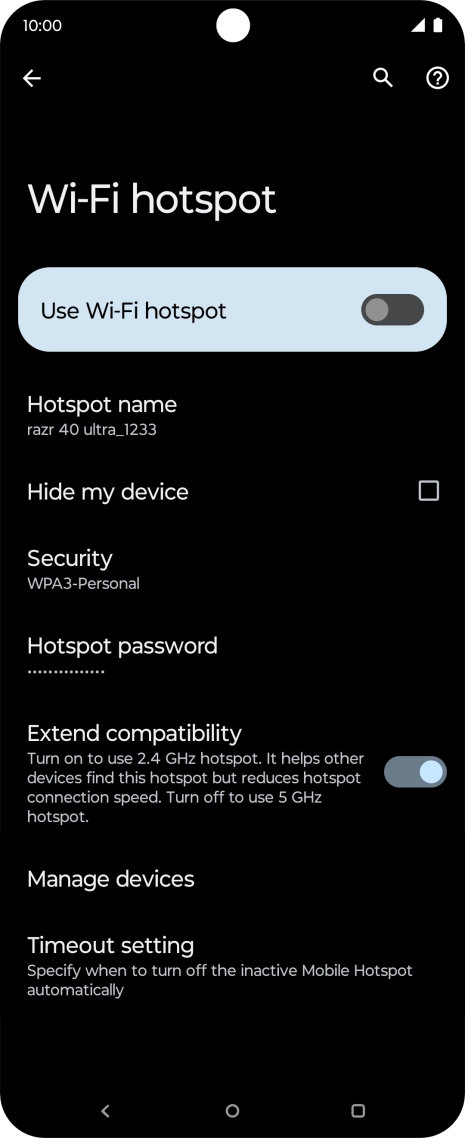 Press Hotspot password.