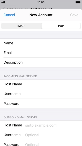 Press Host Name and key in the name of your email provider's outgoing server.