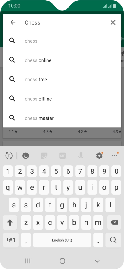Key in the name or subject of the required app and press the search icon.