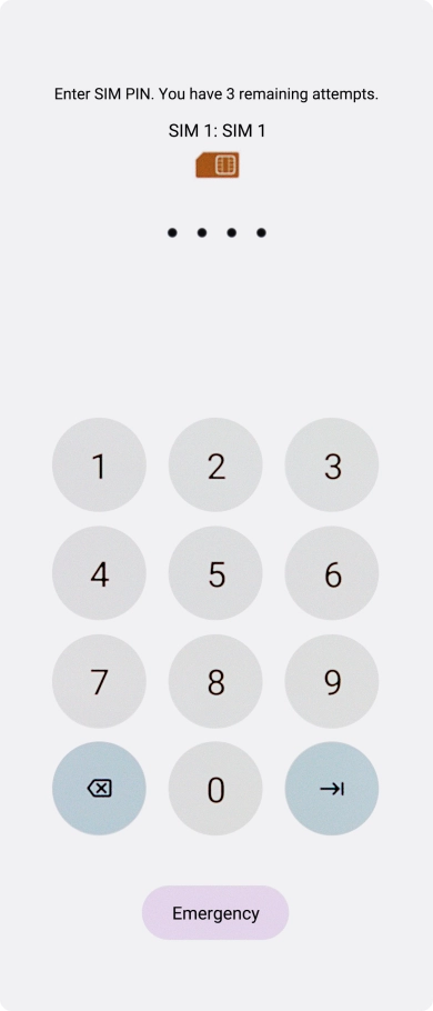 If you're asked to key in your PIN, do so and press arrow right. The default PIN is 1111.
