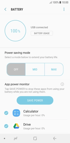 Press the required setting.