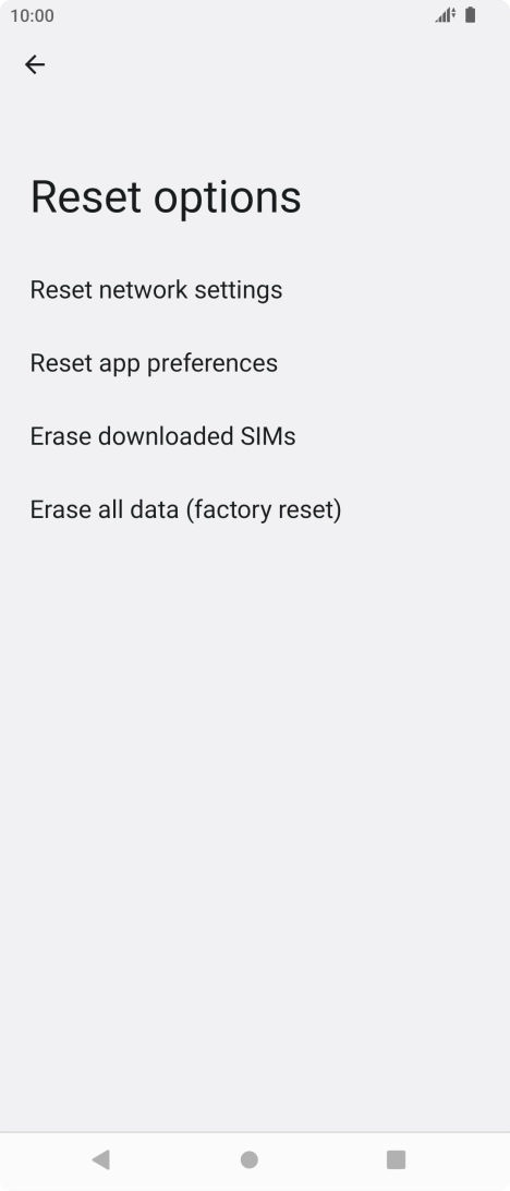 Press Erase all data (factory reset).