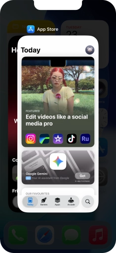 Slide upwards on the required application to end it.