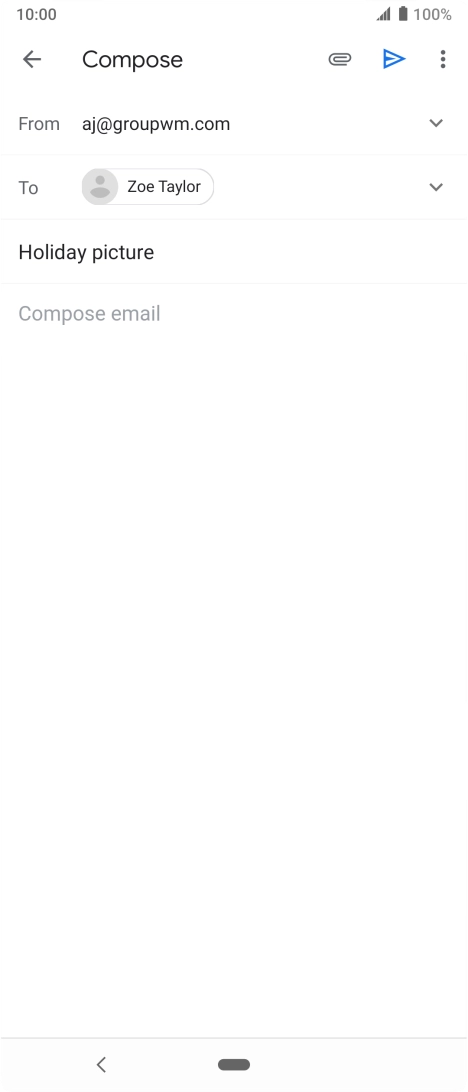Press the text input field and write the text for your email.