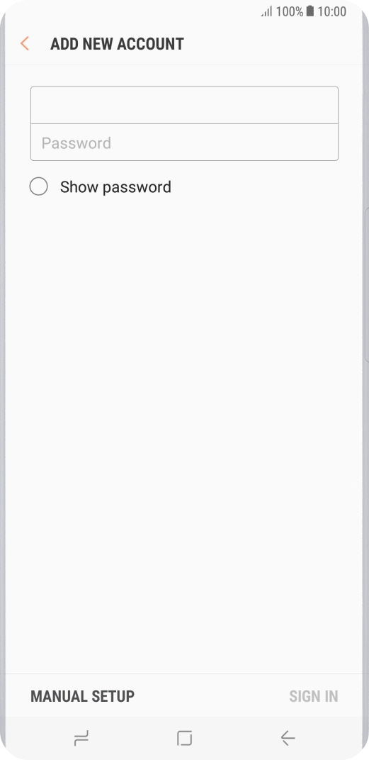 Press Password and key in the password for your email account.