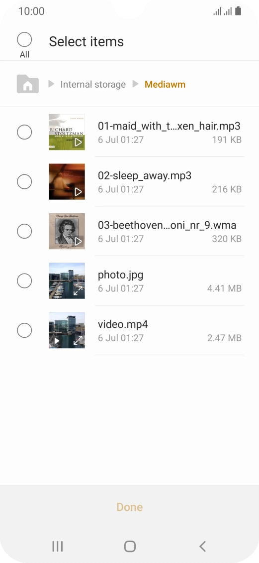 Press the required file.