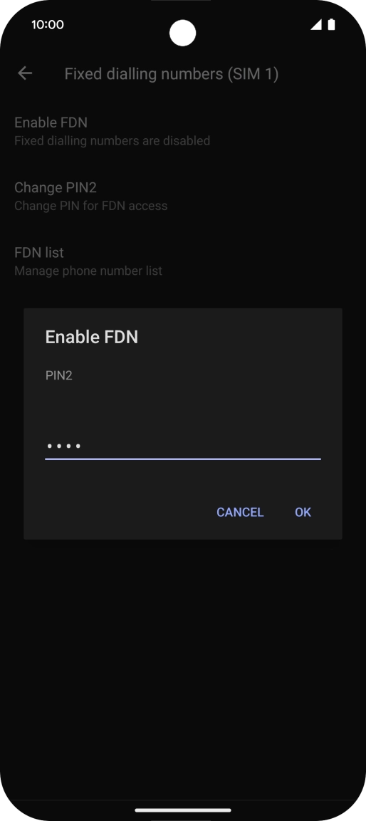 Key in your PIN2 and press OK. The default PIN2 is 0000.