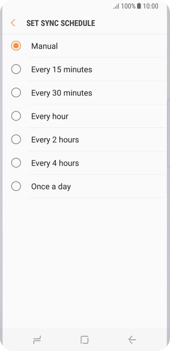 Press the required setting.