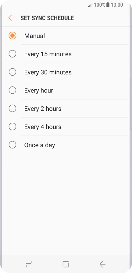 Press the required setting.