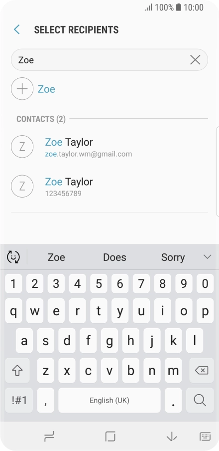 Press the required contact.