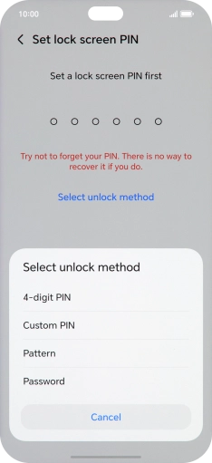 Press the required phone lock code and follow the instructions on the screen to create an additional phone lock code.