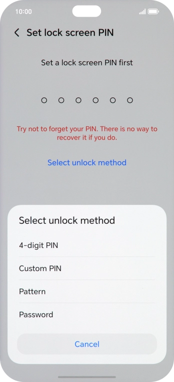 Press the required phone lock code and follow the instructions on the screen to create an additional phone lock code.