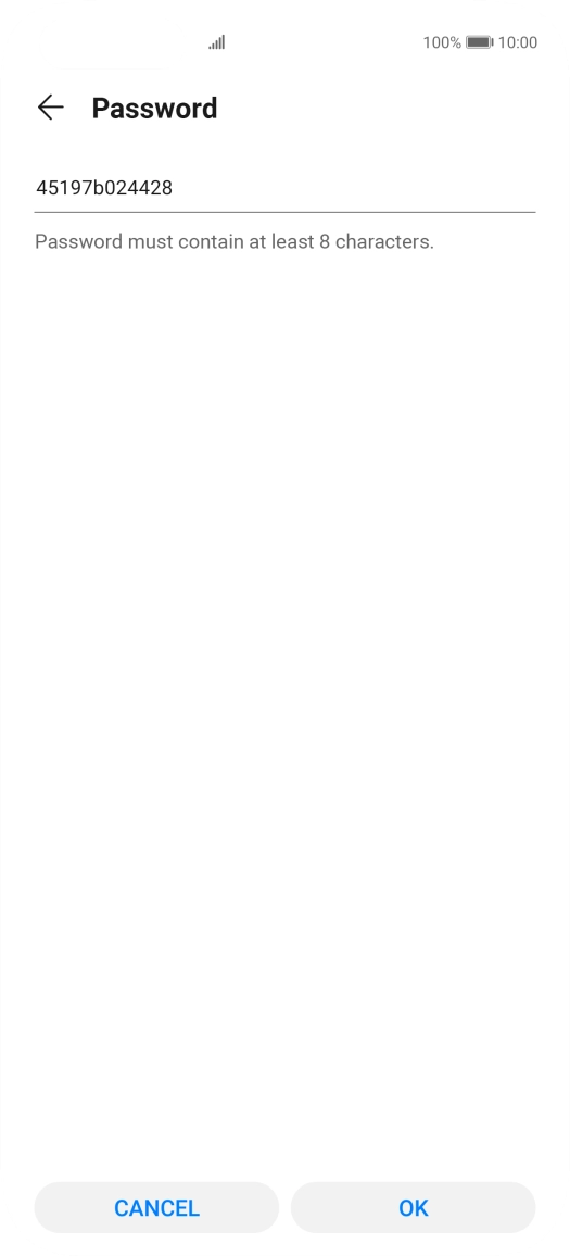 Key in the required Wi-Fi hotspot password and press OK.