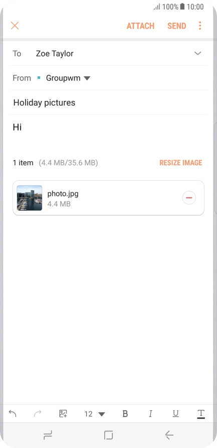 Press SEND when you've finished your email message.