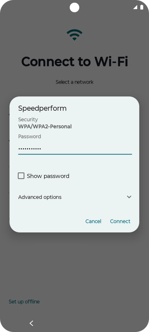 Key in the password for the Wi-Fi network and press Connect.