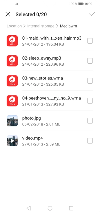 Press the required file.