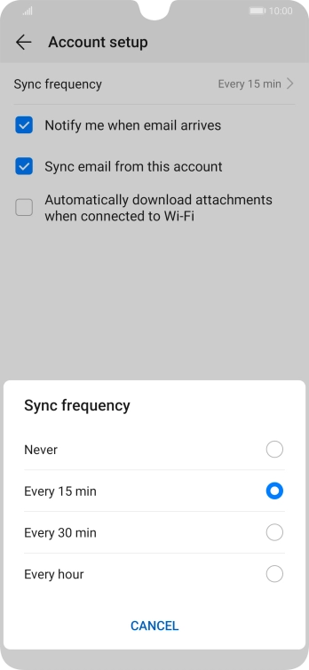 Press the required setting.