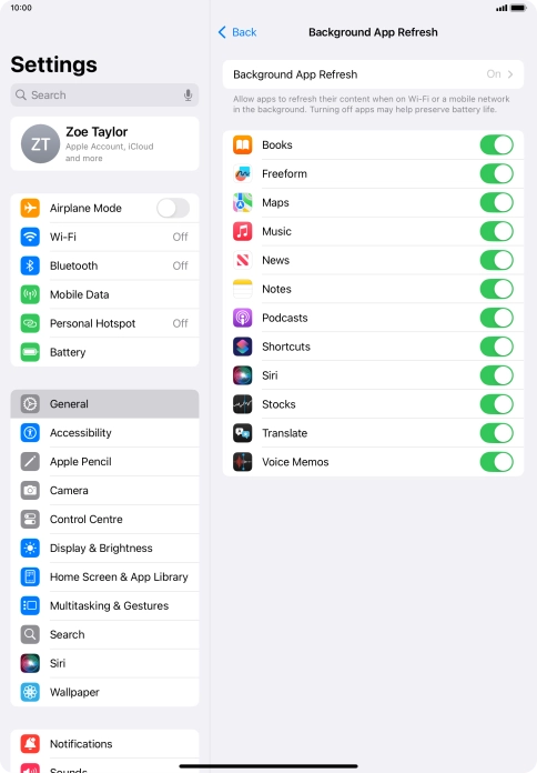 Press Background App Refresh.