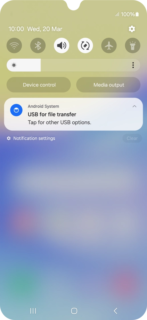 Press Tap for other USB options..