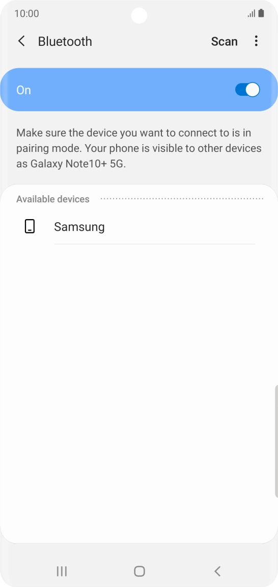 Press the required Bluetooth device and follow the instructions on the screen to pair the device with your phone.