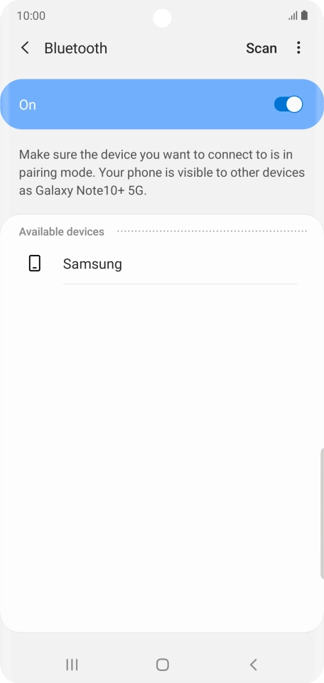 Press the required Bluetooth device and follow the instructions on the screen to pair the device with your phone.