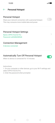 Press Personal Hotspot Settings.
