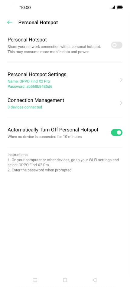 Press Personal Hotspot Settings.