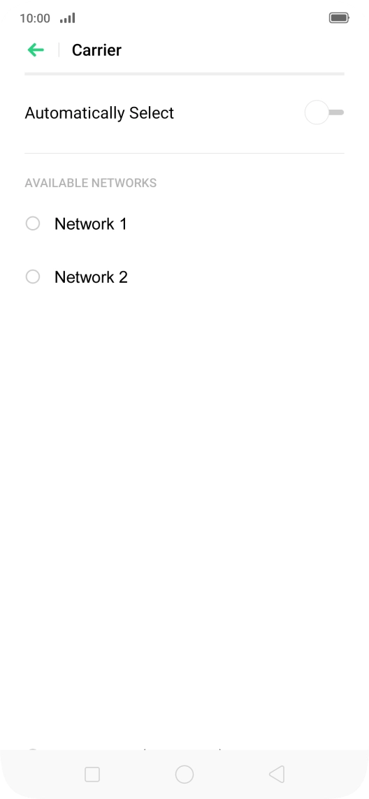 If you want to select a network automatically, press the indicator next to 