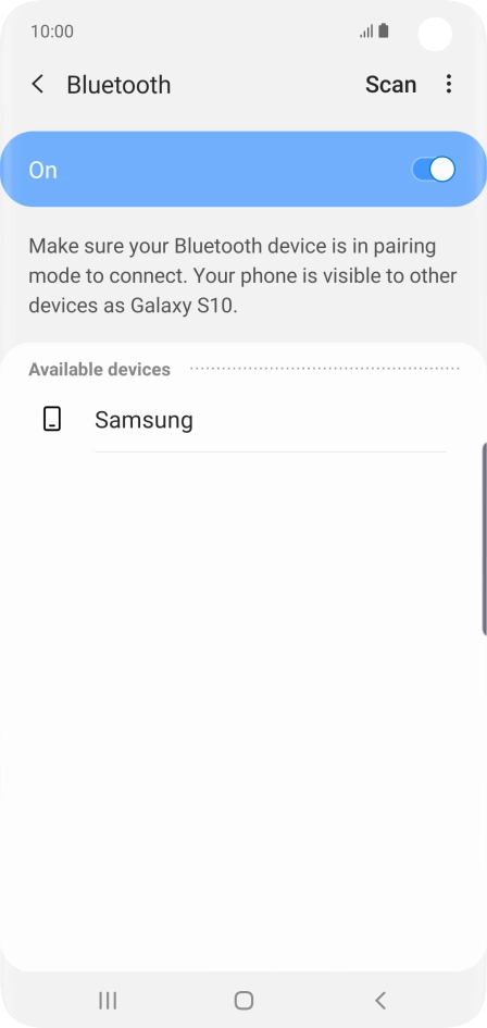 Press the required Bluetooth device and follow the instructions on the screen to pair the device with your phone.