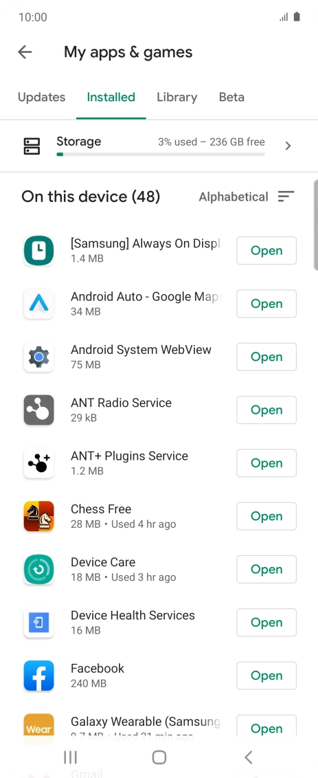Press the required app.