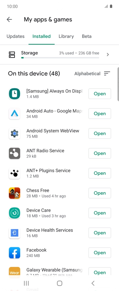 Press the required app.