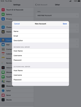 Press Save. Your email account has now been set up. To select more settings for incoming and outgoing server, proceed with the following steps.