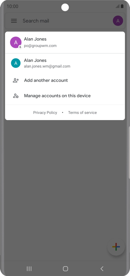 Press the required email account.