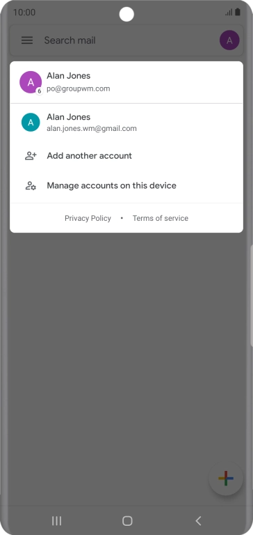 Press the required email account.