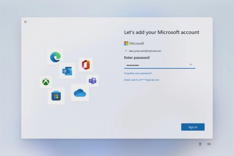 Key in the password for your Microsoft account and click Sign in.