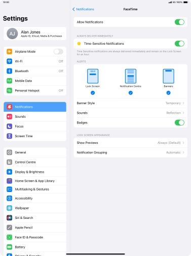 Press the indicator next to 