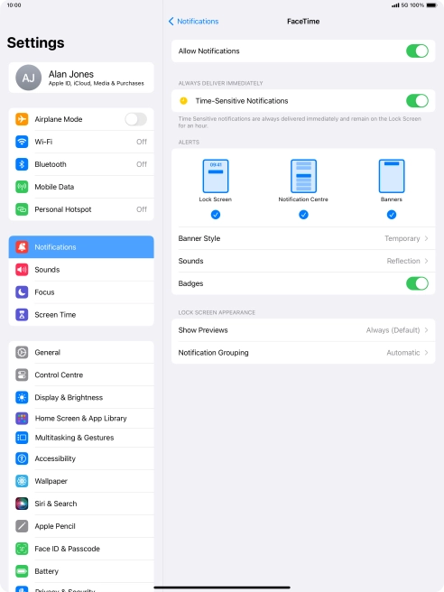 Press the indicator next to 