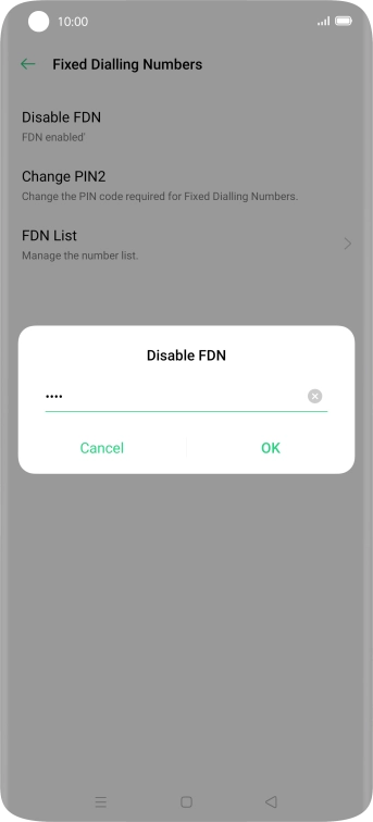 Key in your PIN2 and press OK. The default PIN2 is 0000.