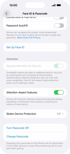Press Turn Passcode Off and key in the phone lock code.